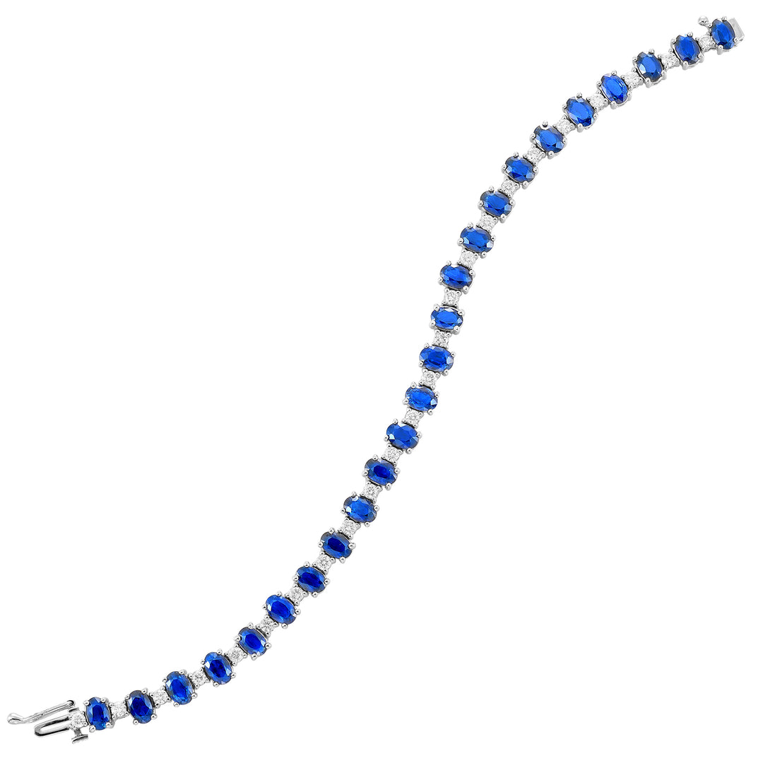 14Kt White Gold Diamond 1 5/8Ctw & Sapphire 13Ctw Bracelet