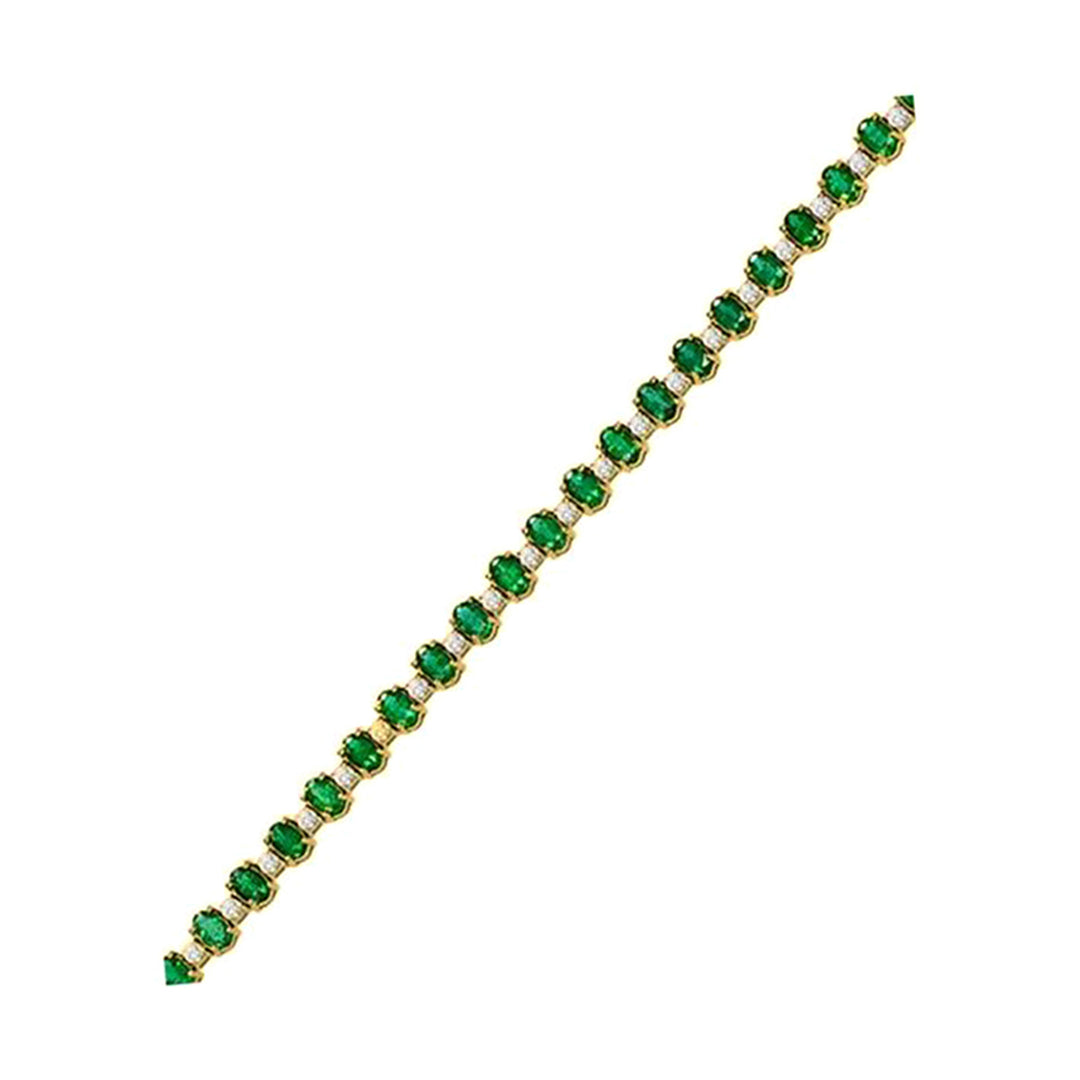 14Kt Yellow Gold Diamond 1 5/8Ctw & Emerald 9 1/6Ctw Bracelet