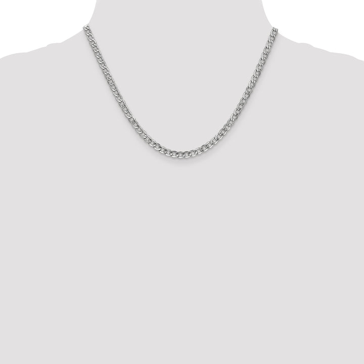 14k White Gold 4.3mm Semi-Solid Curb Chain
