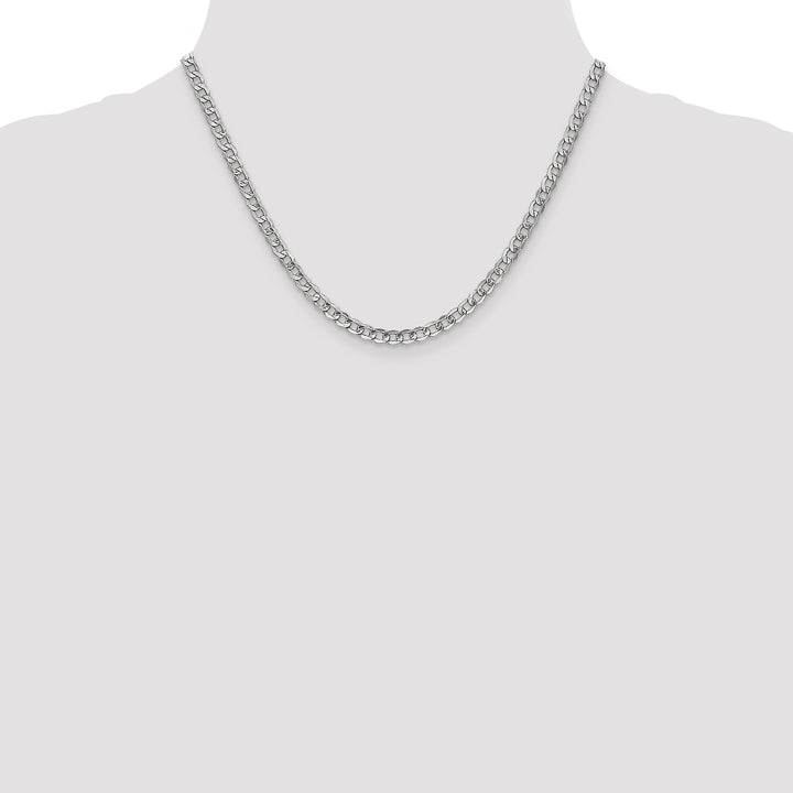 14k White Gold 4.3mm Semi-Solid Curb Chain