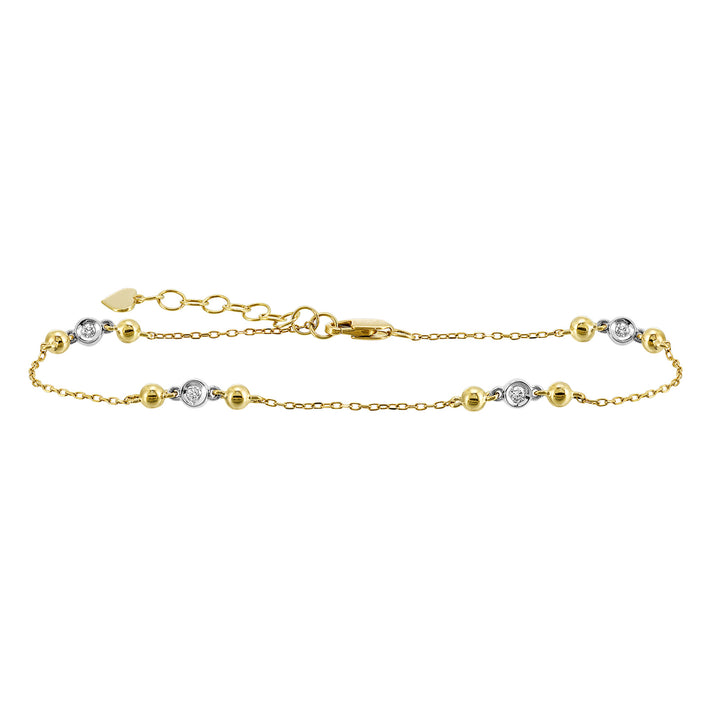 14Kt White Yellow Gold Diamond 1/10Ctw Bracelet