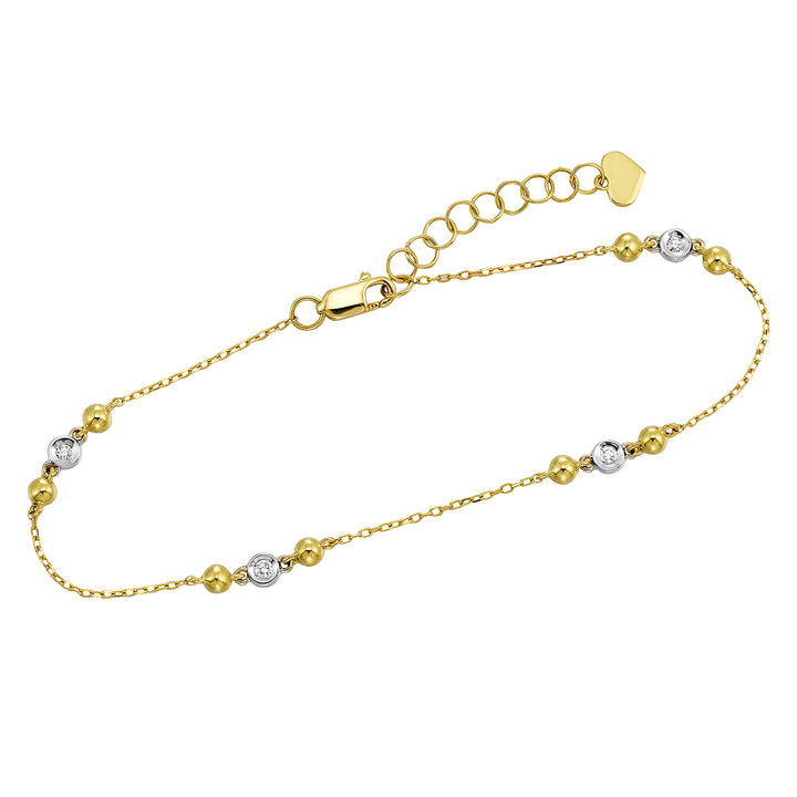 14Kt White Yellow Gold Diamond 1/10Ctw Bracelet
