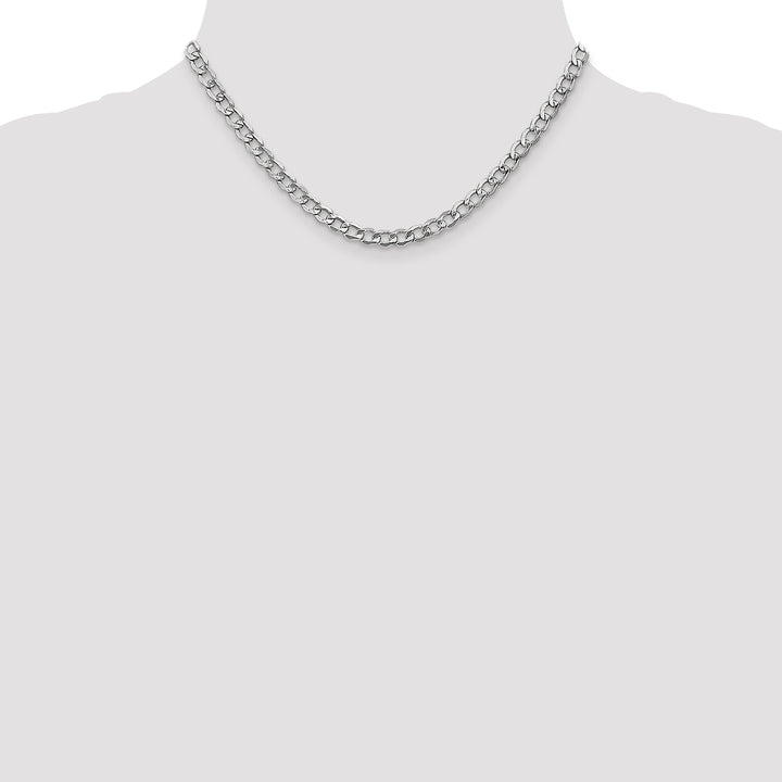 14k White Gold 5.25mm Semi-Solid Curb Chain