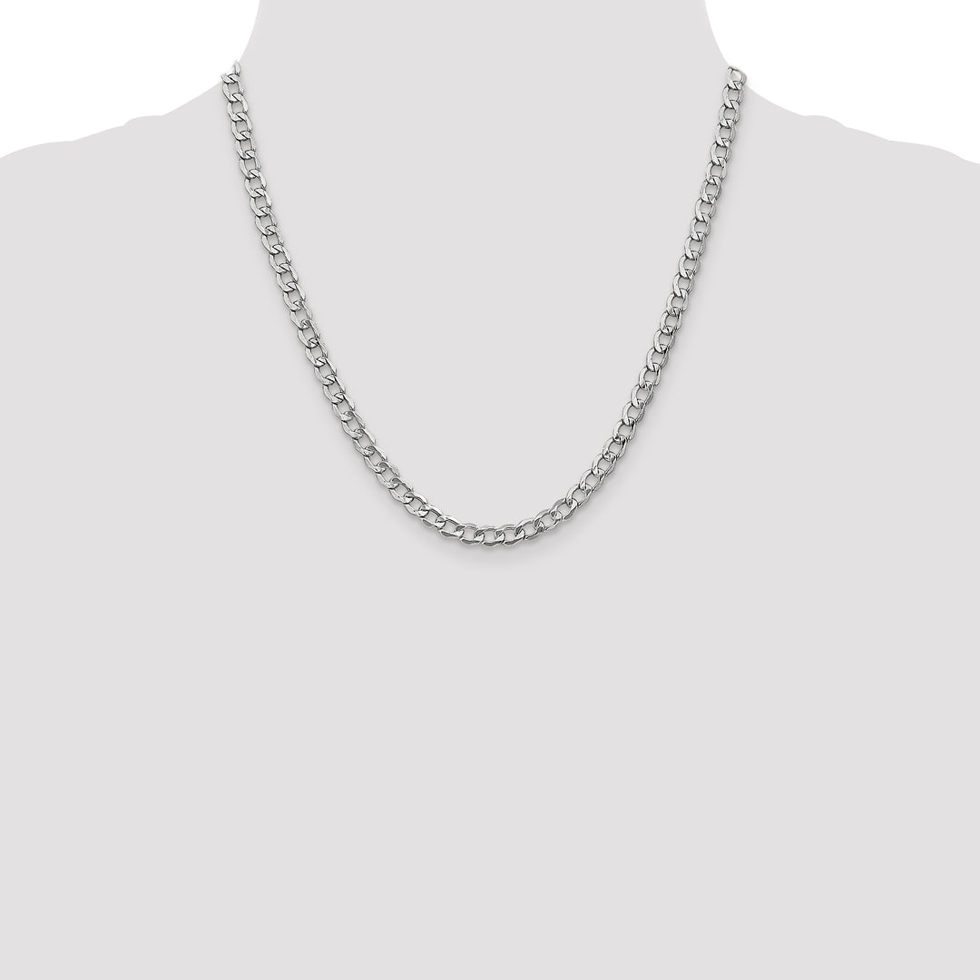 14k White Gold 5.25mm Semi-Solid Curb Chain