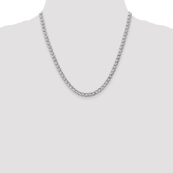 14k White Gold 5.25mm Semi-Solid Curb Chain