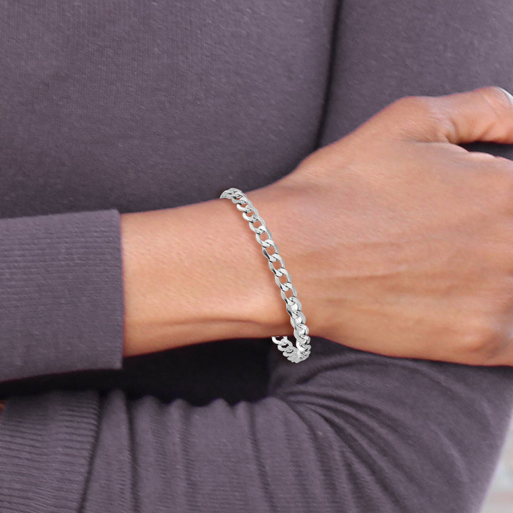14k White Gold 5.25mm Semi-Solid Curb Chain