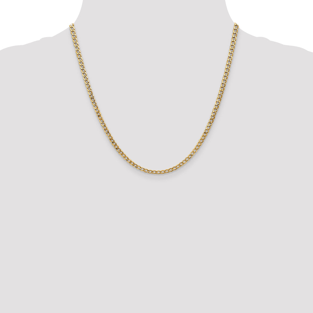 14k 3.35mm Semi-Solid Curb Chain