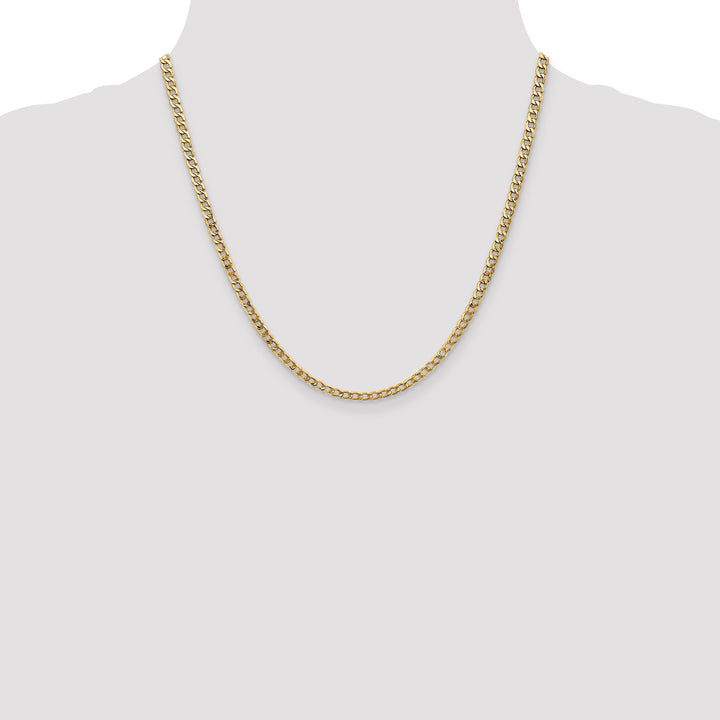 14k 3.35mm Semi-Solid Curb Chain