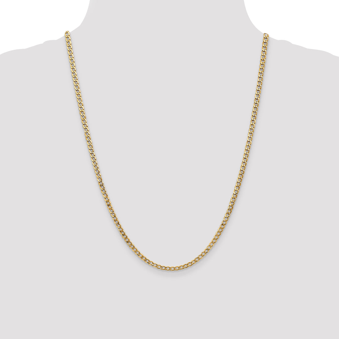14k 3.35mm Semi-Solid Curb Chain
