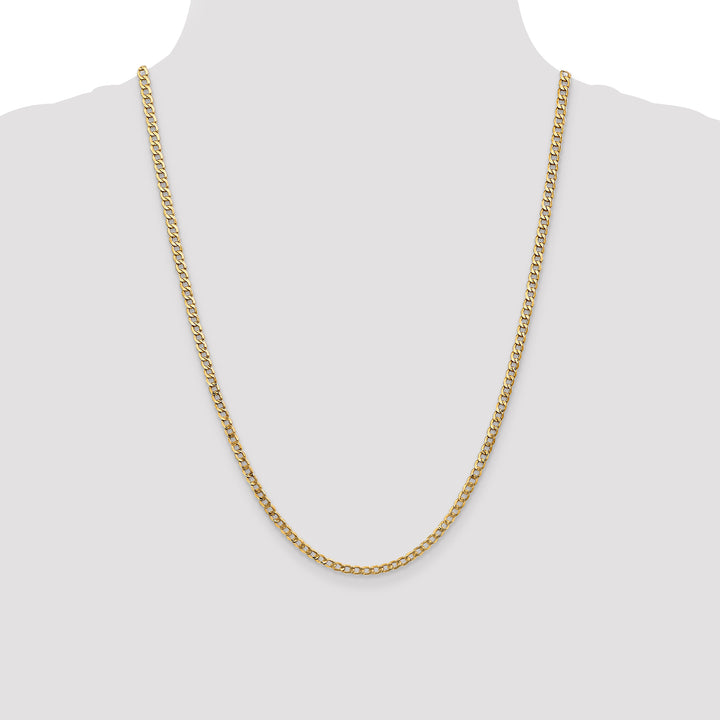 14k 3.35mm Semi-Solid Curb Chain