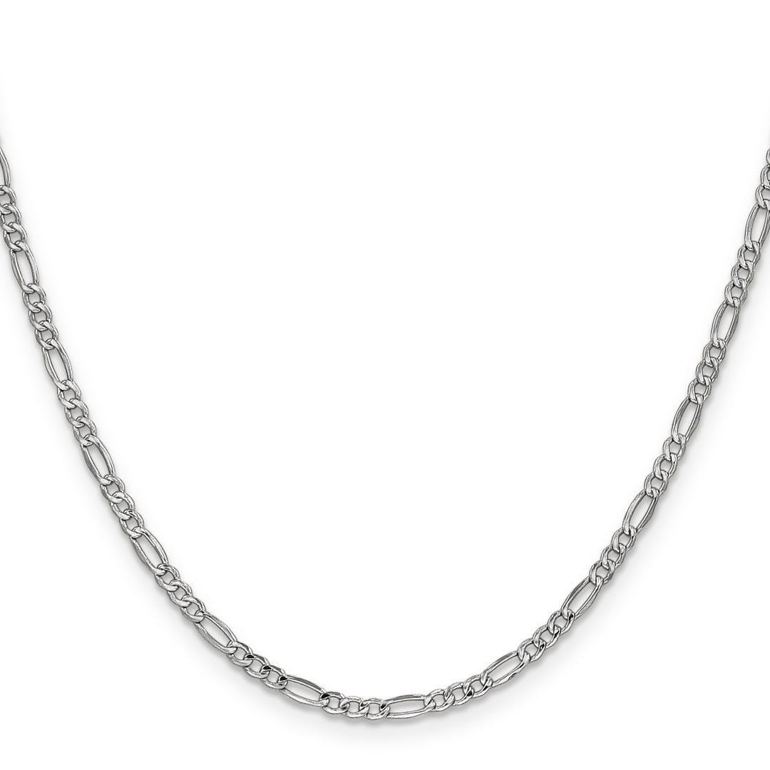 14k White Gold 2.5mm Semi-Solid Figaro Chain