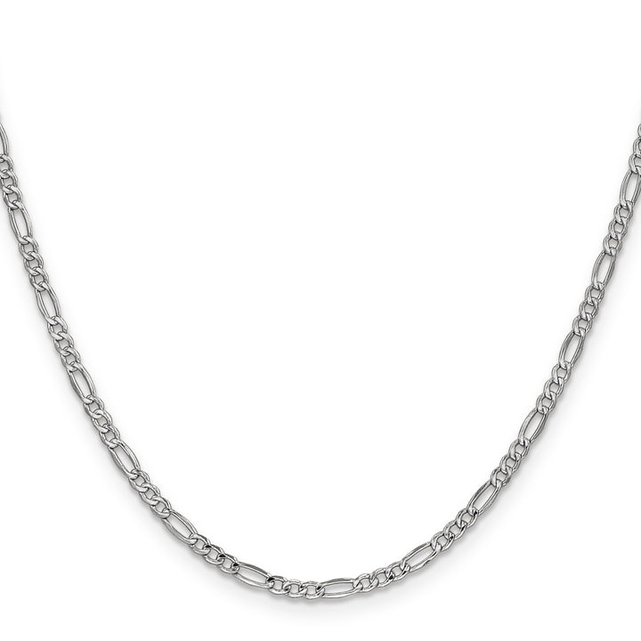 14k White Gold 2.5mm Semi-Solid Figaro Chain