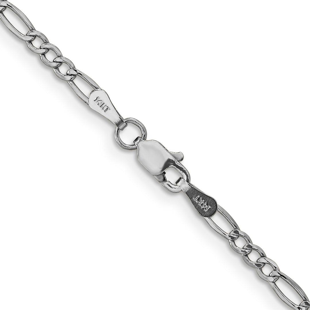 14k White Gold 2.5mm Semi-Solid Figaro Chain