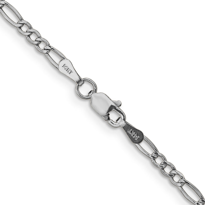 14k White Gold 2.5mm Semi-Solid Figaro Chain