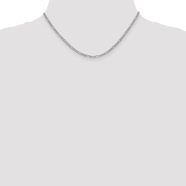 14k White Gold 2.5mm Semi-Solid Figaro Chain