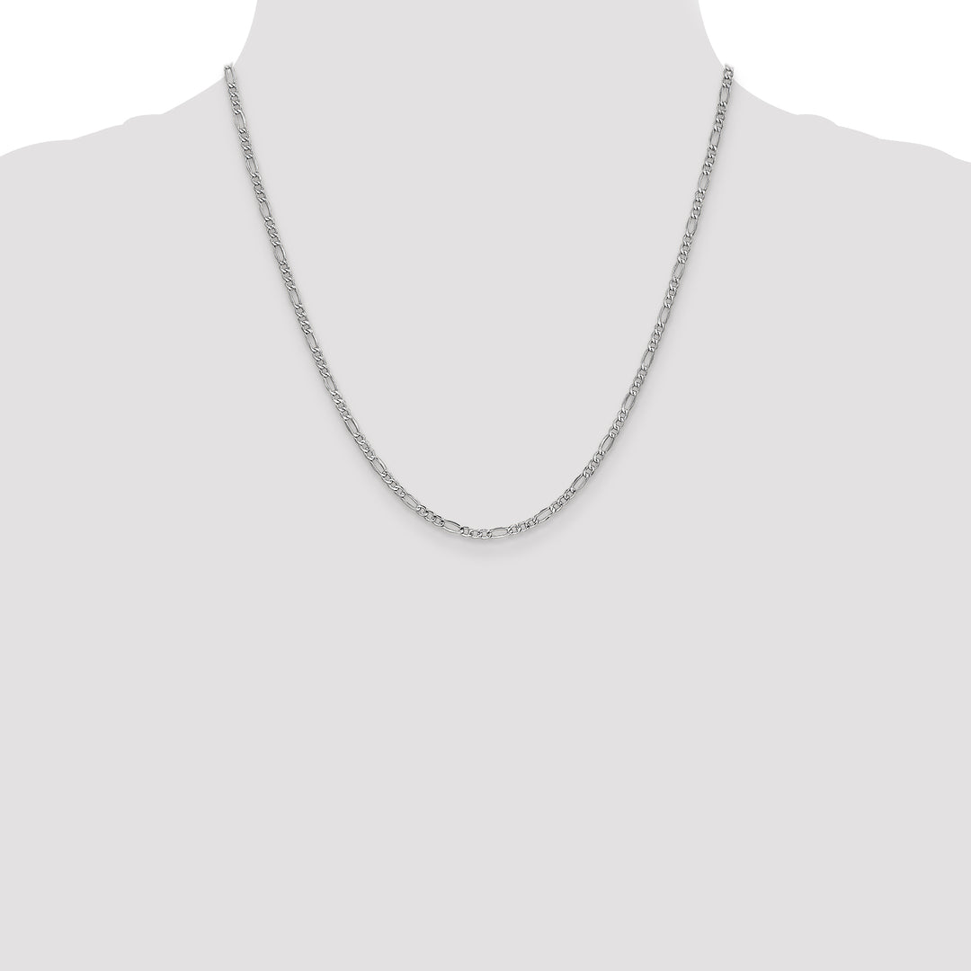 14k White Gold 2.5mm Semi-Solid Figaro Chain