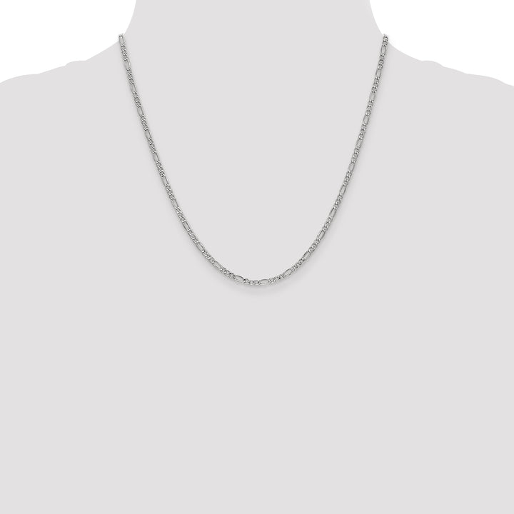 14k White Gold 2.5mm Semi-Solid Figaro Chain