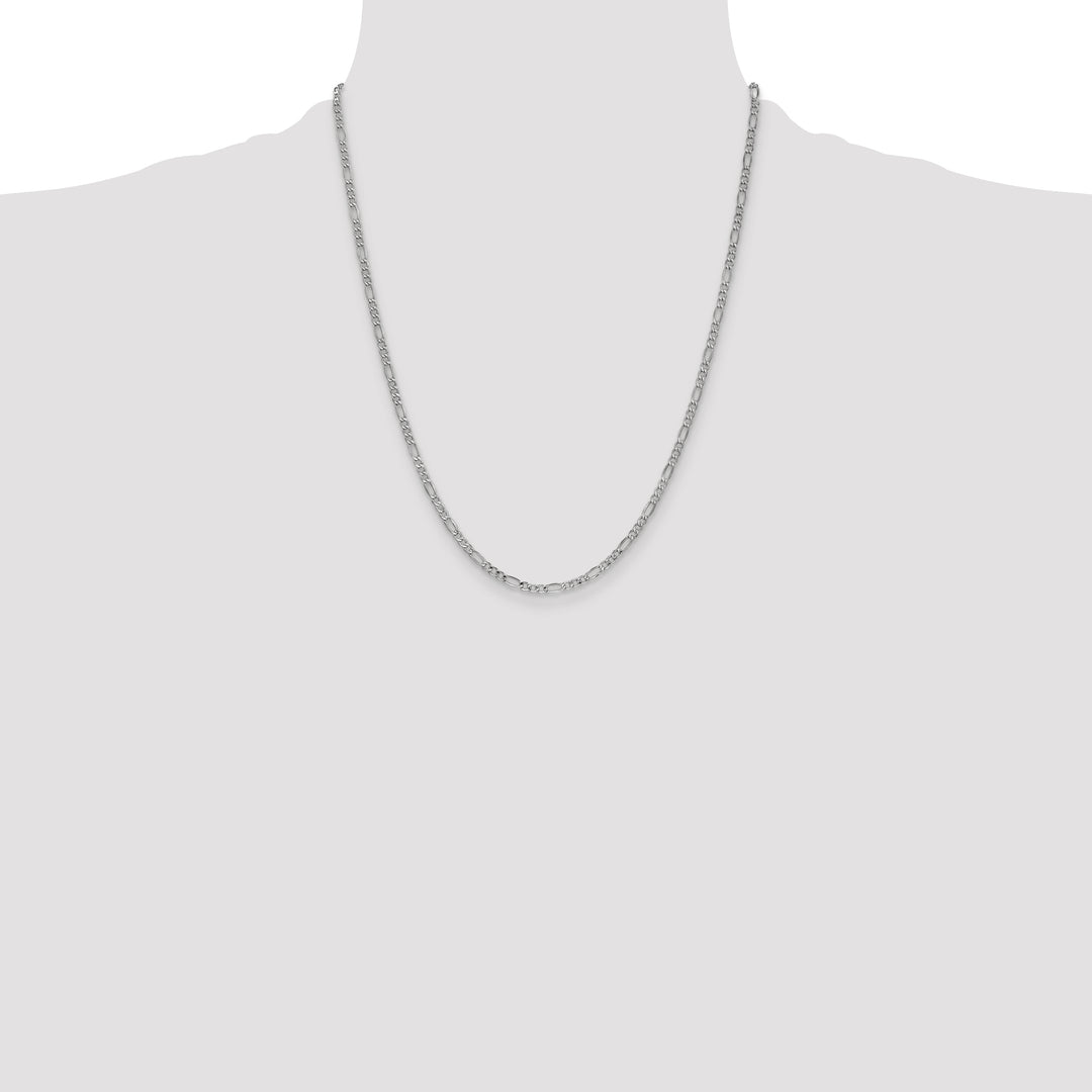 14k White Gold 2.5mm Semi-Solid Figaro Chain