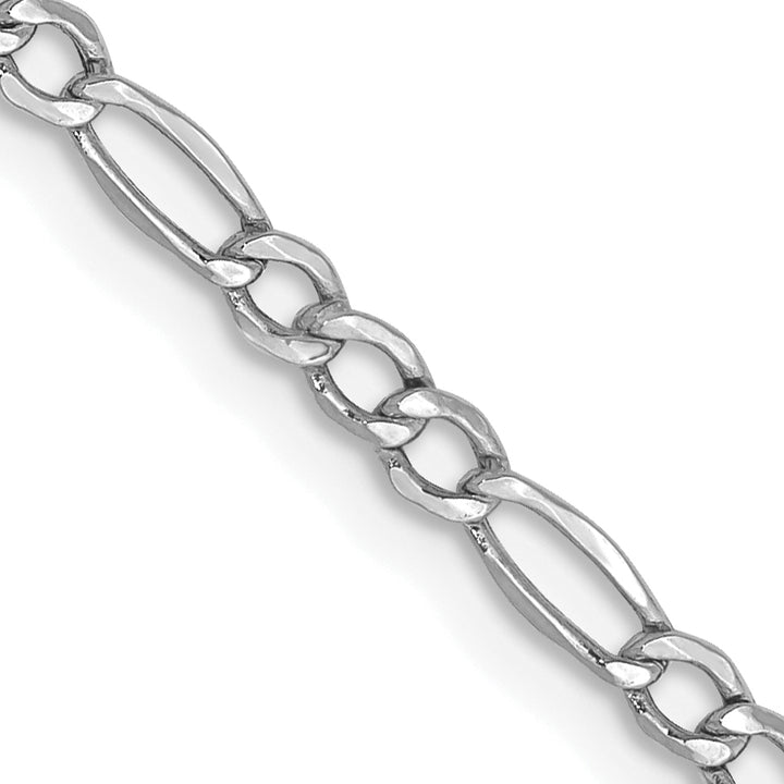 14k White Gold 2.5mm Semi-Solid Figaro Chain