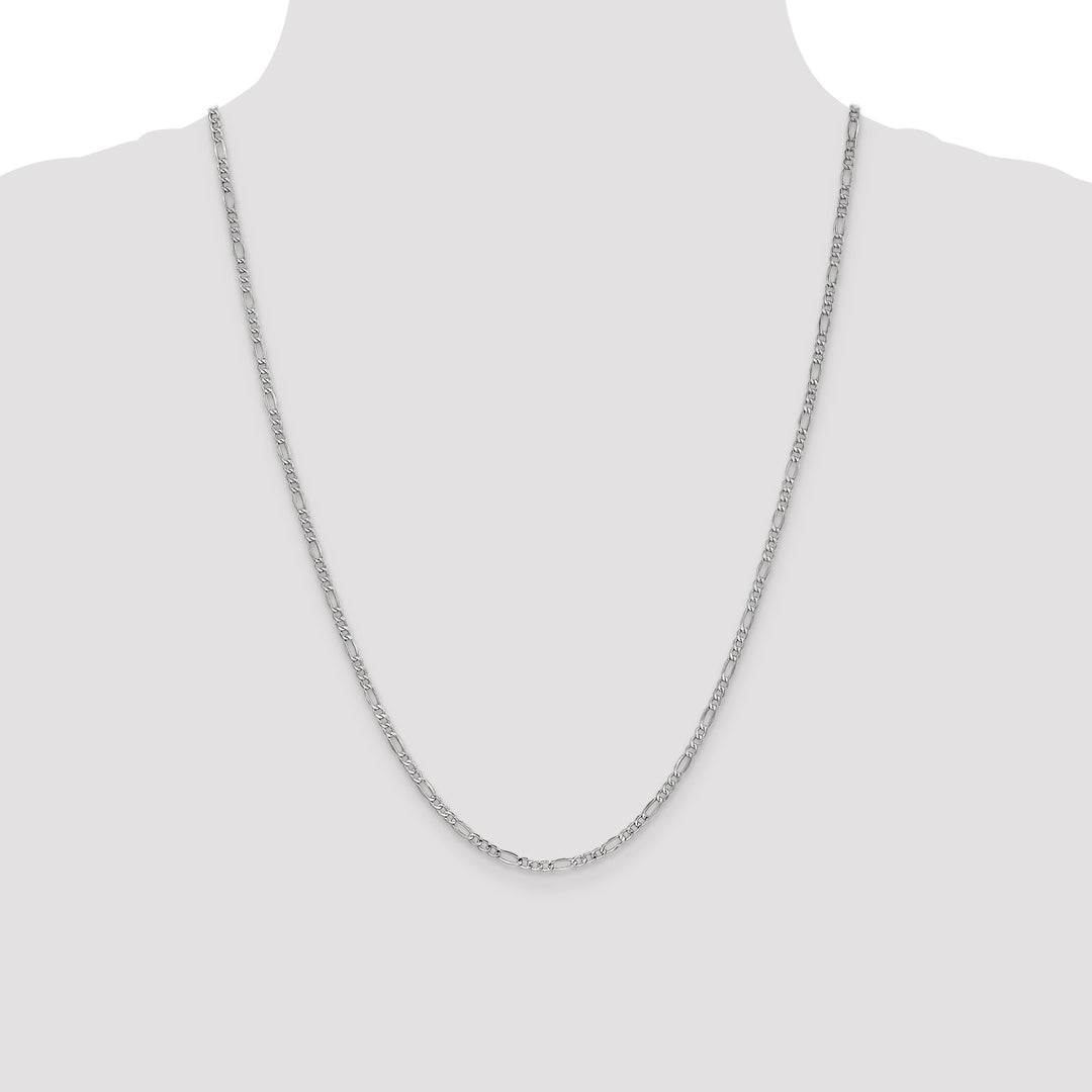 14k White Gold 2.5mm Semi-Solid Figaro Chain