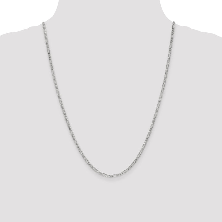 14k White Gold 2.5mm Semi-Solid Figaro Chain