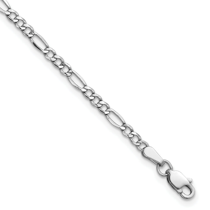 14k White Gold 2.5mm Semi-Solid Figaro Chain