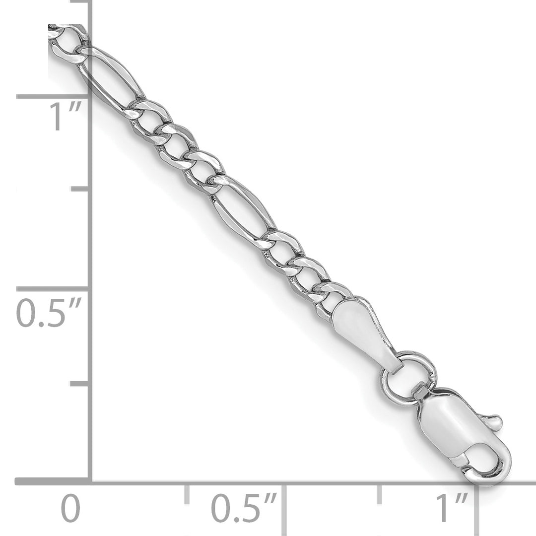 14k White Gold 2.5mm Semi-Solid Figaro Chain