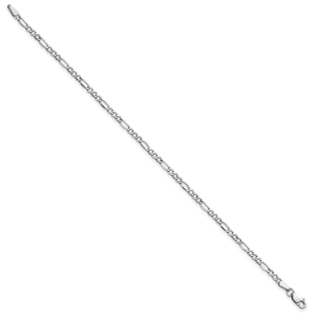 14k White Gold 2.5mm Semi-Solid Figaro Chain