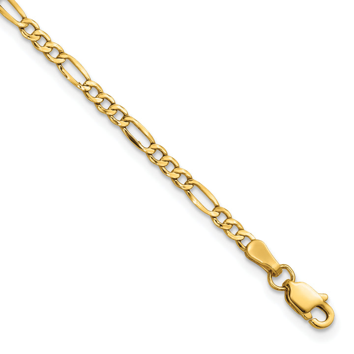 14k 2.5mm Semi-Solid Figaro Chain Anklet