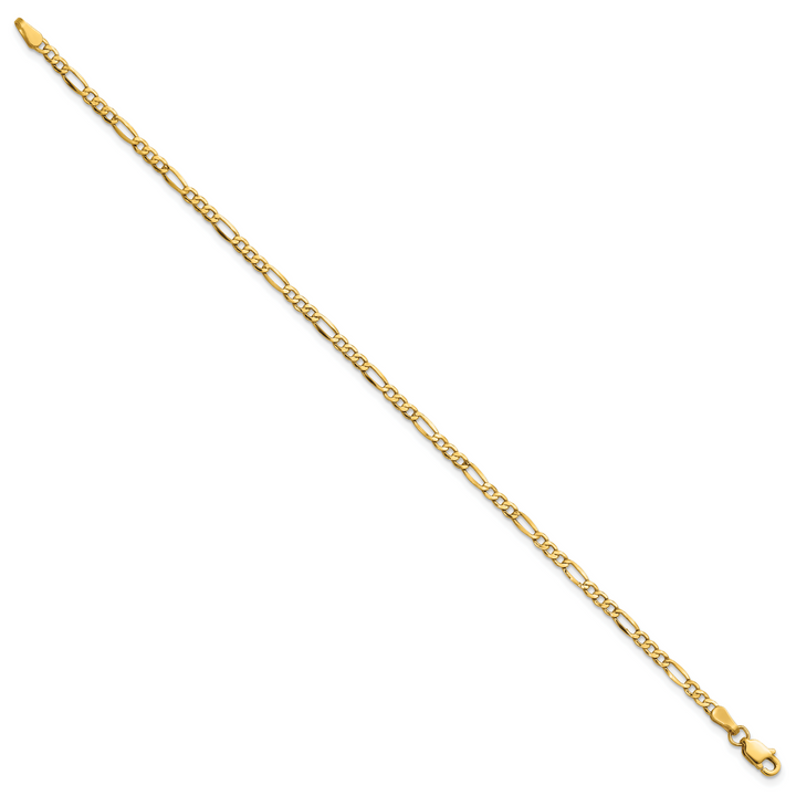 14k 2.5mm Semi-Solid Figaro Chain Anklet
