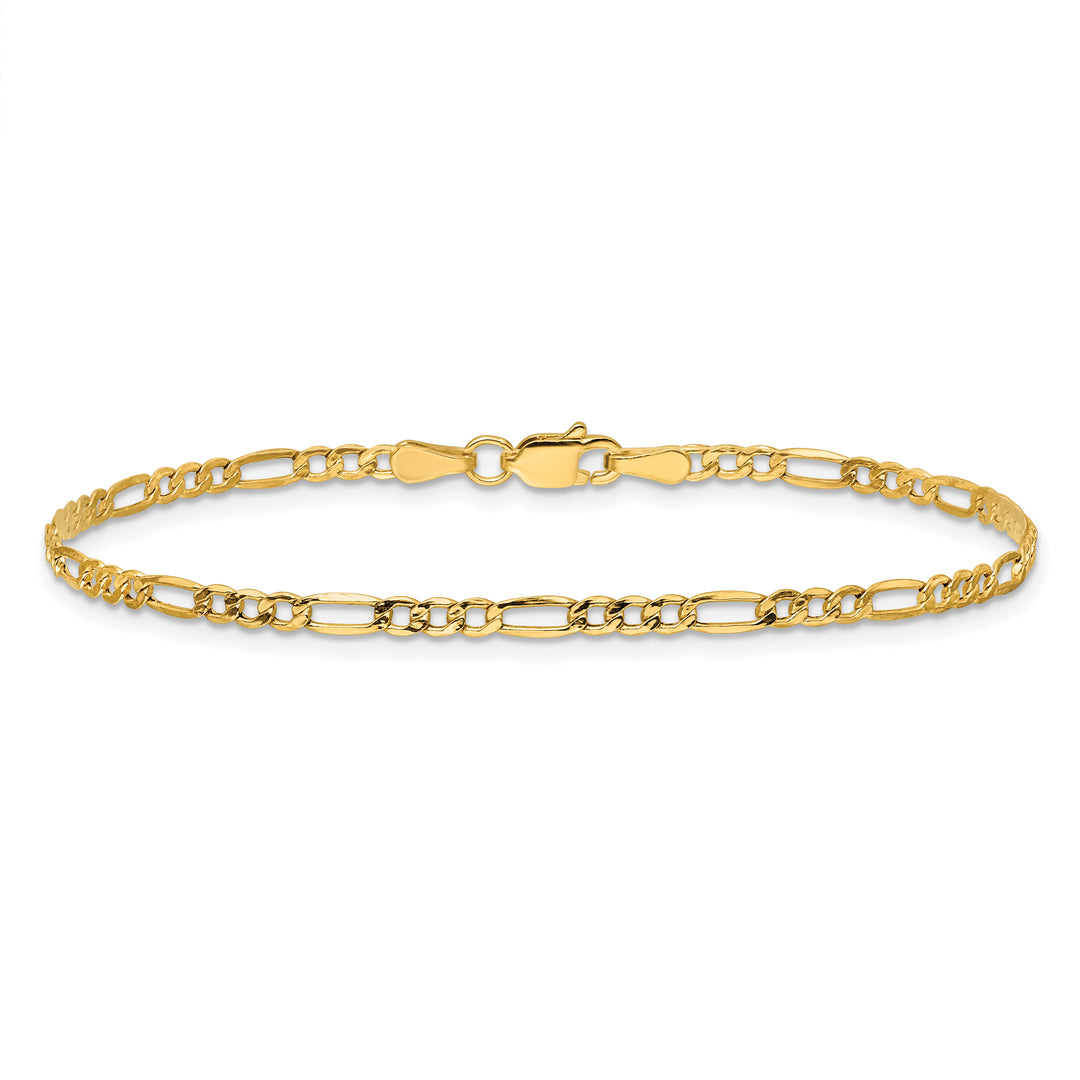 14k 2.5mm Semi-Solid Figaro Chain Anklet
