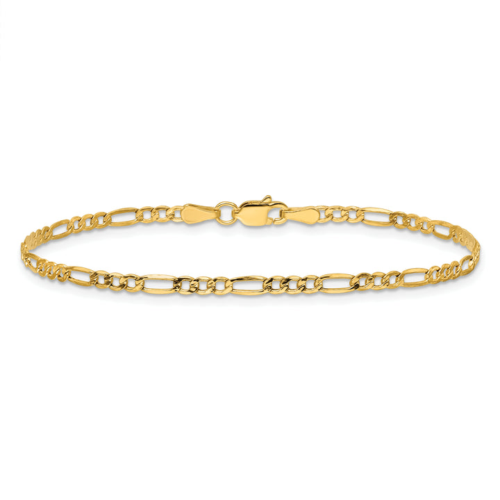 14k 2.5mm Semi-Solid Figaro Chain Anklet