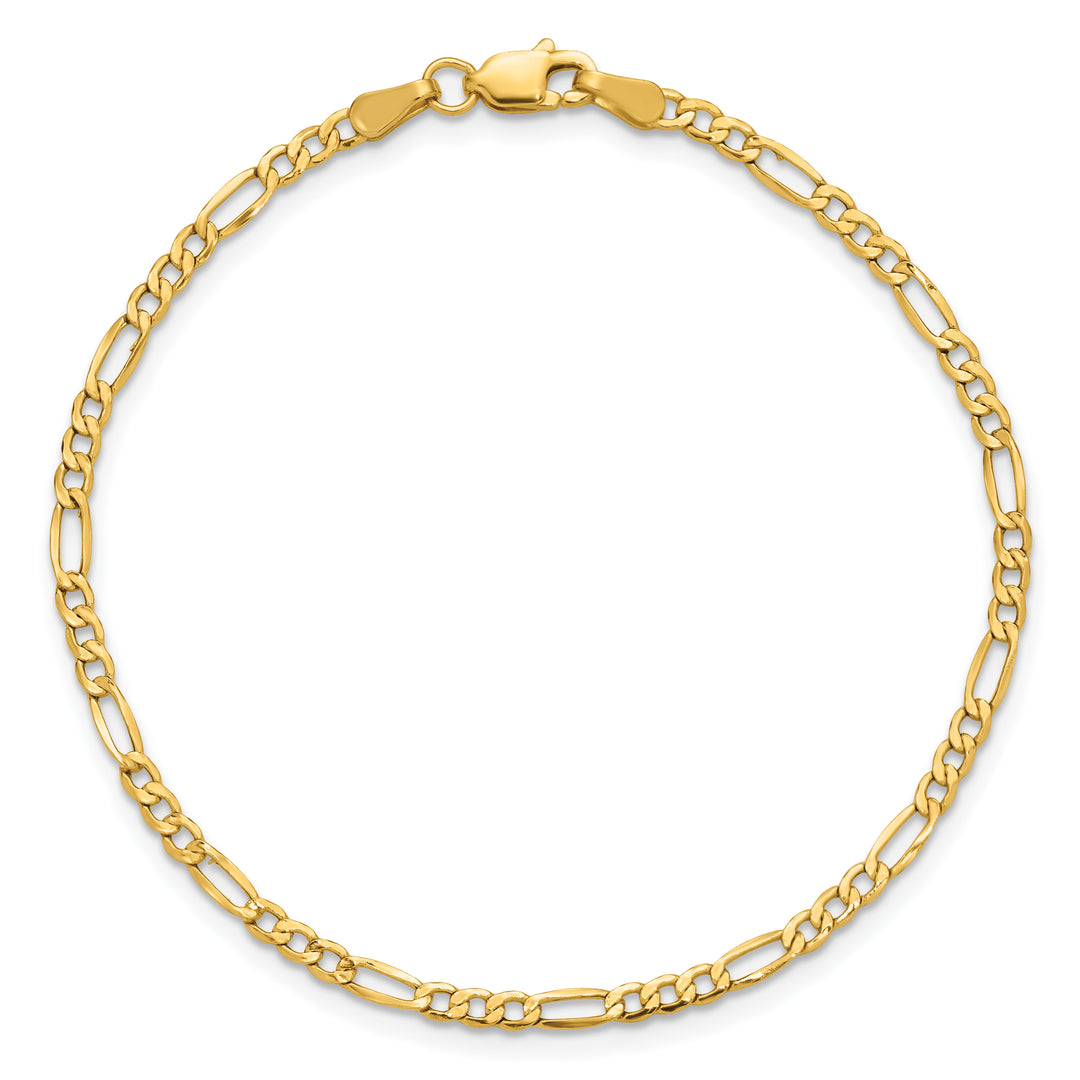 14k 2.5mm Semi-Solid Figaro Chain Anklet
