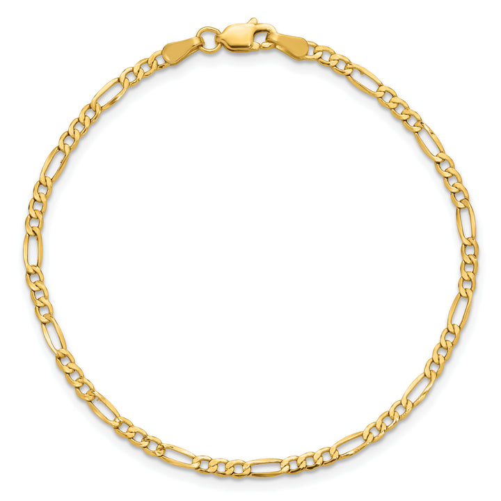14k 2.5mm Semi-Solid Figaro Chain Anklet