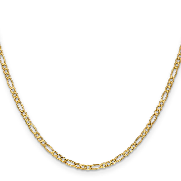 14k 2.5mm Semi-Solid Figaro Chain