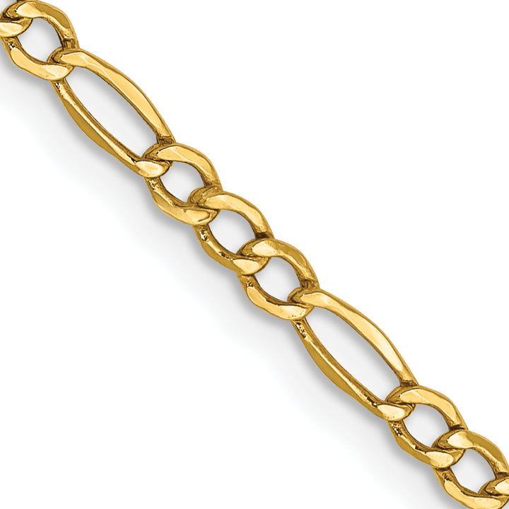 14k 2.5mm Semi-Solid Figaro Chain