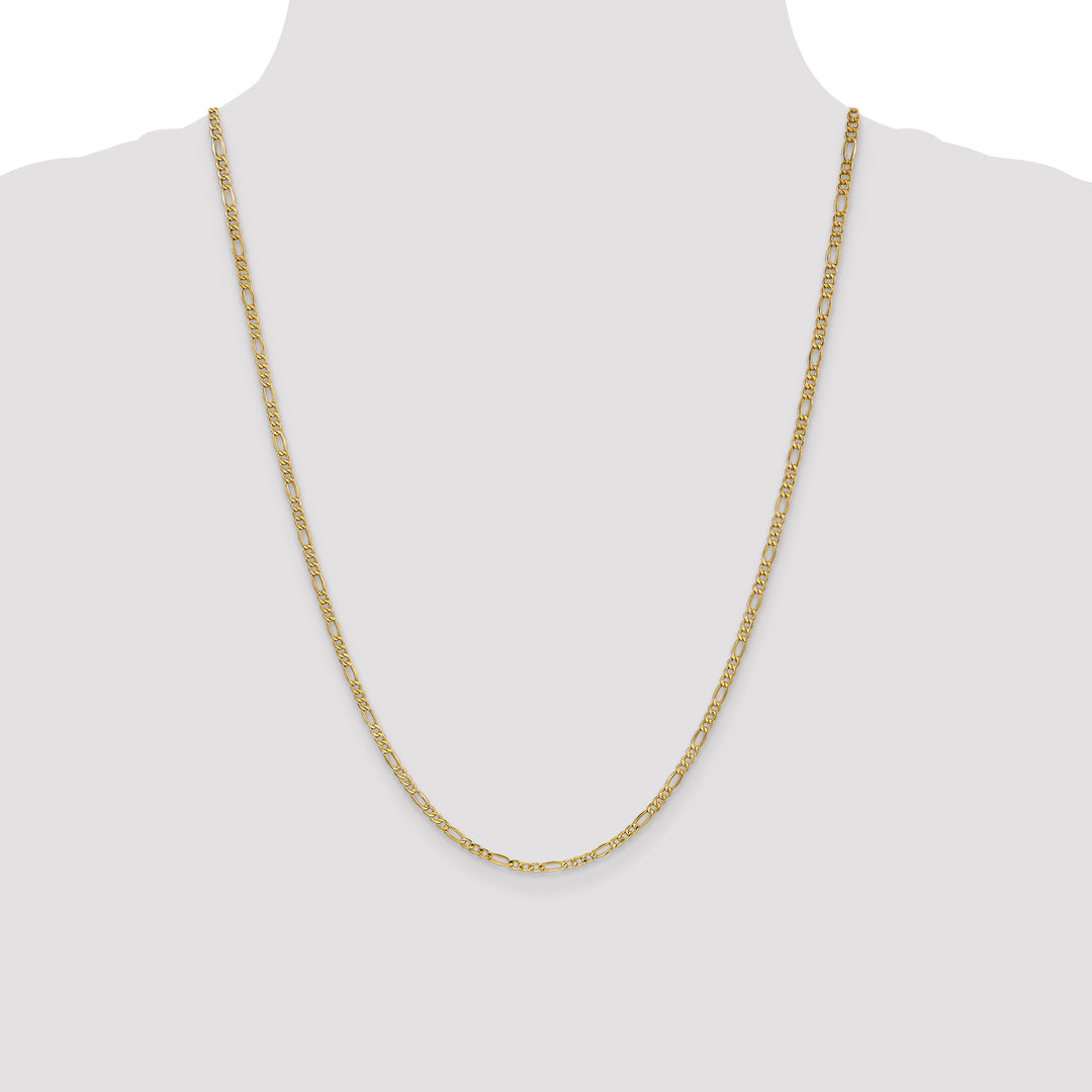 14k 2.5mm Semi-Solid Figaro Chain