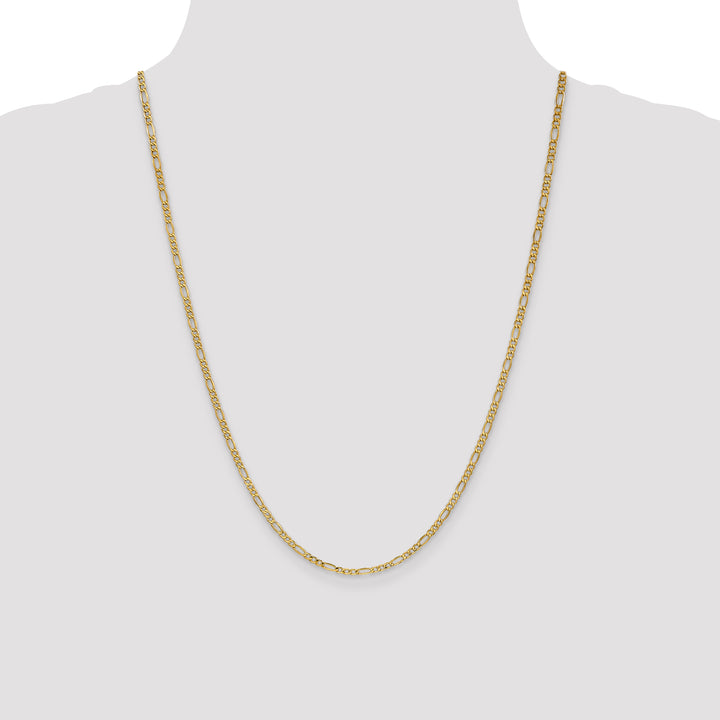 14k 2.5mm Semi-Solid Figaro Chain