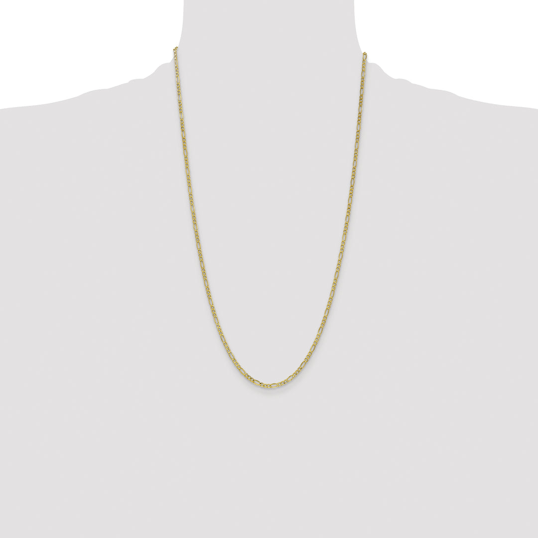 14k 2.5mm Semi-Solid Figaro Chain