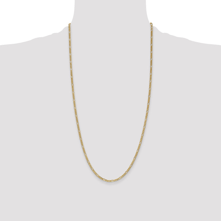 14k 2.5mm Semi-Solid Figaro Chain