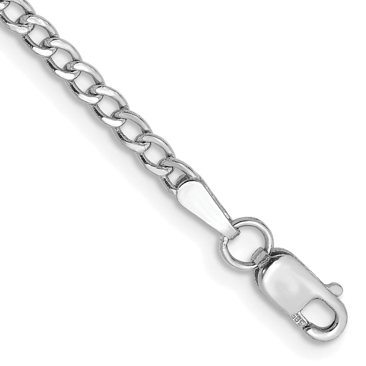 14k White Gold 2.5mm Semi-Solid Curb Chain Anklet
