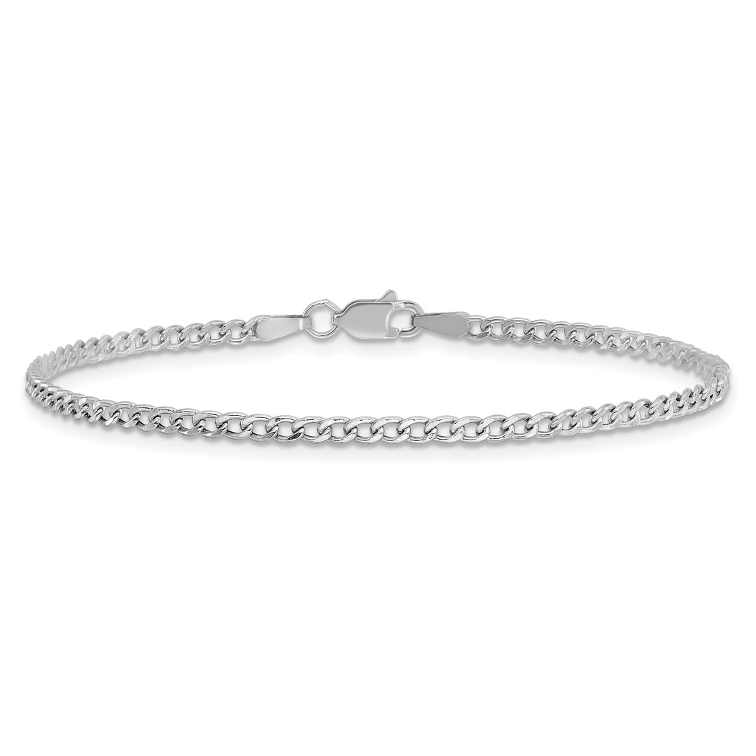 14k White Gold 2.5mm Semi-Solid Curb Chain Anklet