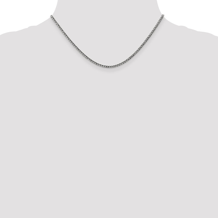 14k White Gold 2.5mm Semi-Solid Curb Chain