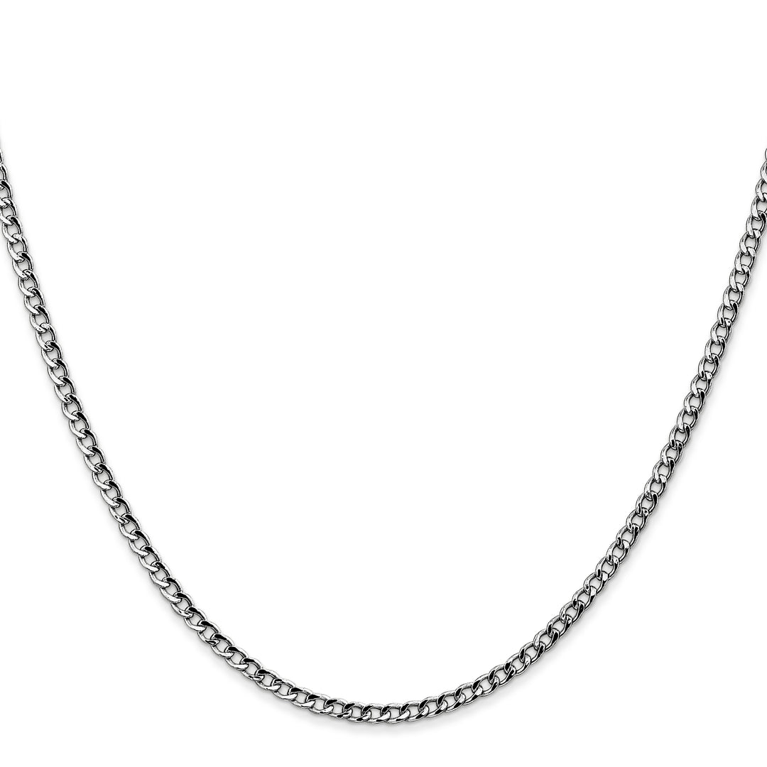 14k White Gold 2.5mm Semi-Solid Curb Chain