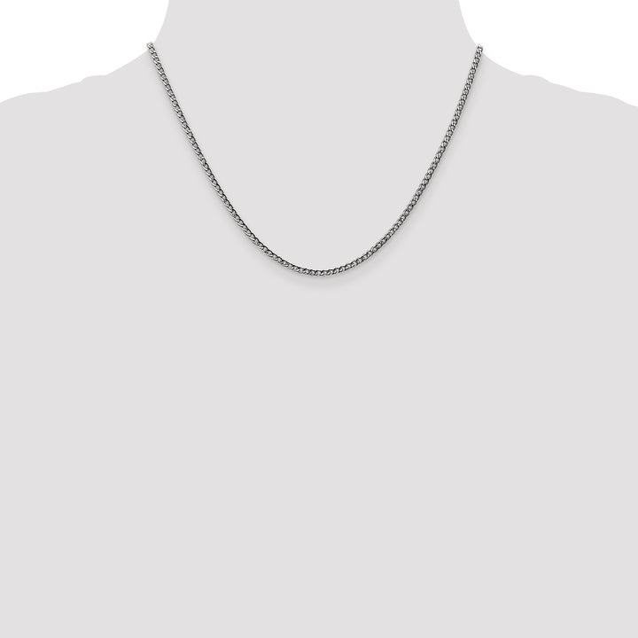 14k White Gold 2.5mm Semi-Solid Curb Chain