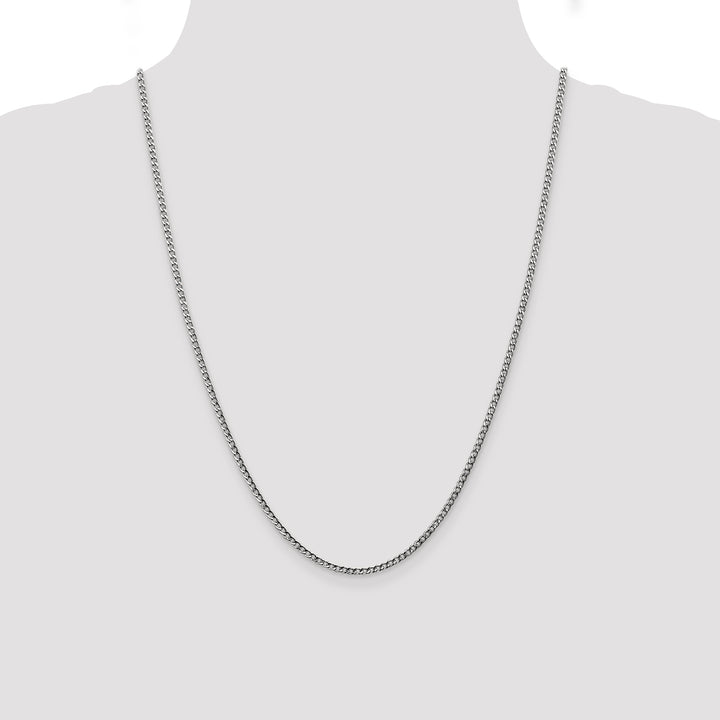 14k White Gold 2.5mm Semi-Solid Curb Chain
