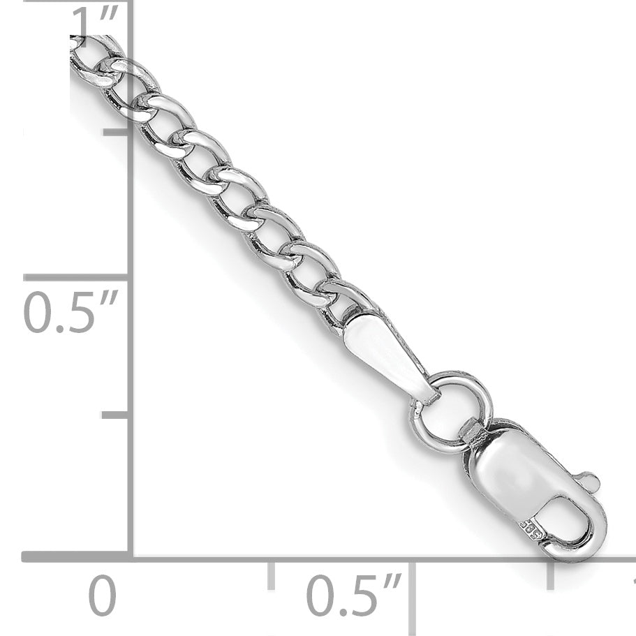 14k White Gold 2.5mm Semi-Solid Curb Link Chain