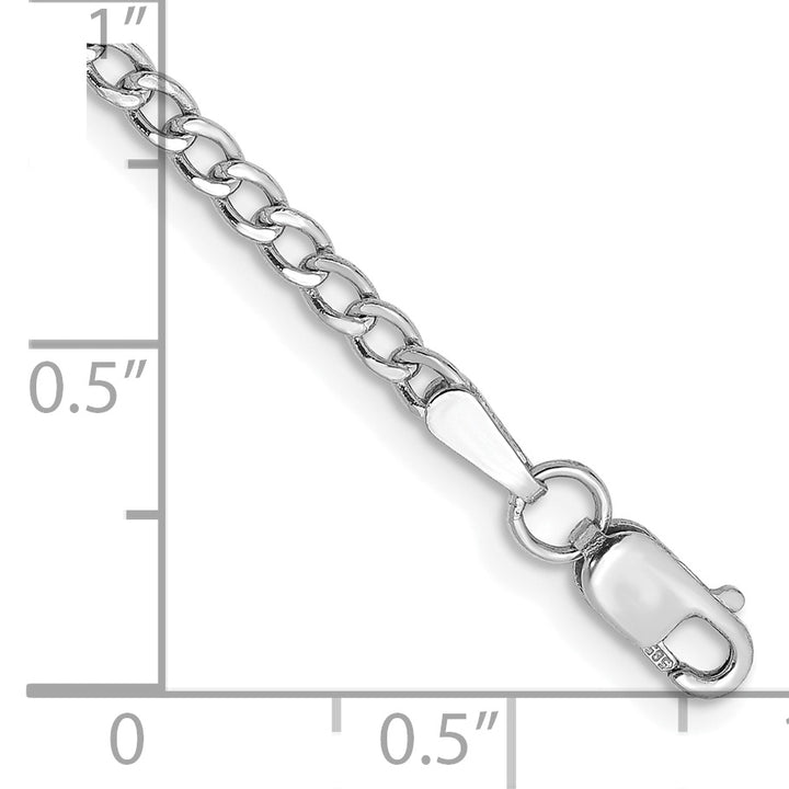 14k White Gold 2.5mm Semi-Solid Curb Link Chain