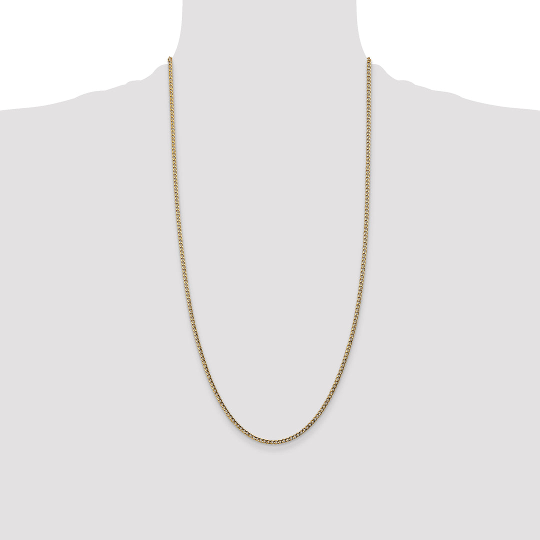 14k 2.5mm Semi-Solid Curb Chain