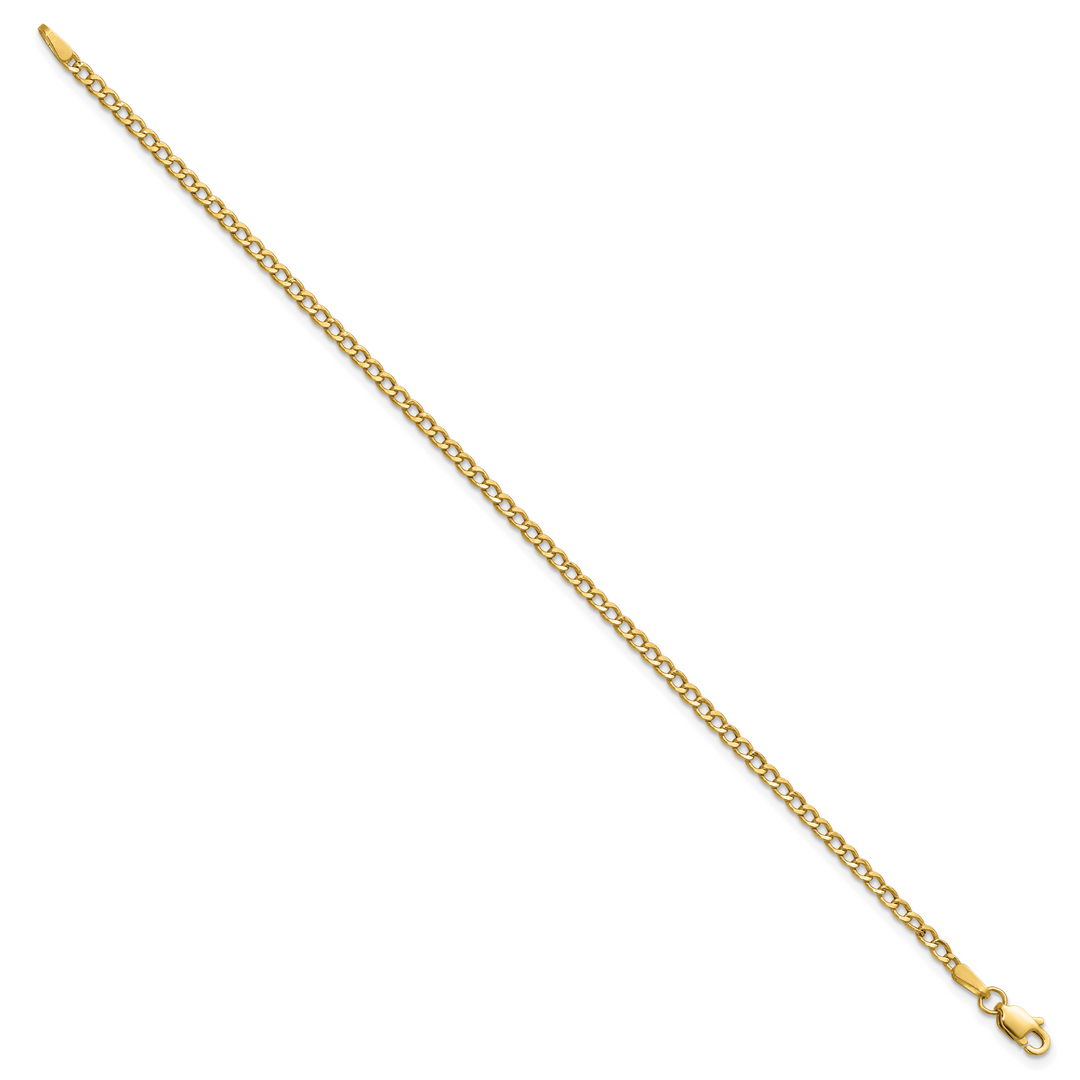 14k 2.5mm Semi-Solid Curb Chain